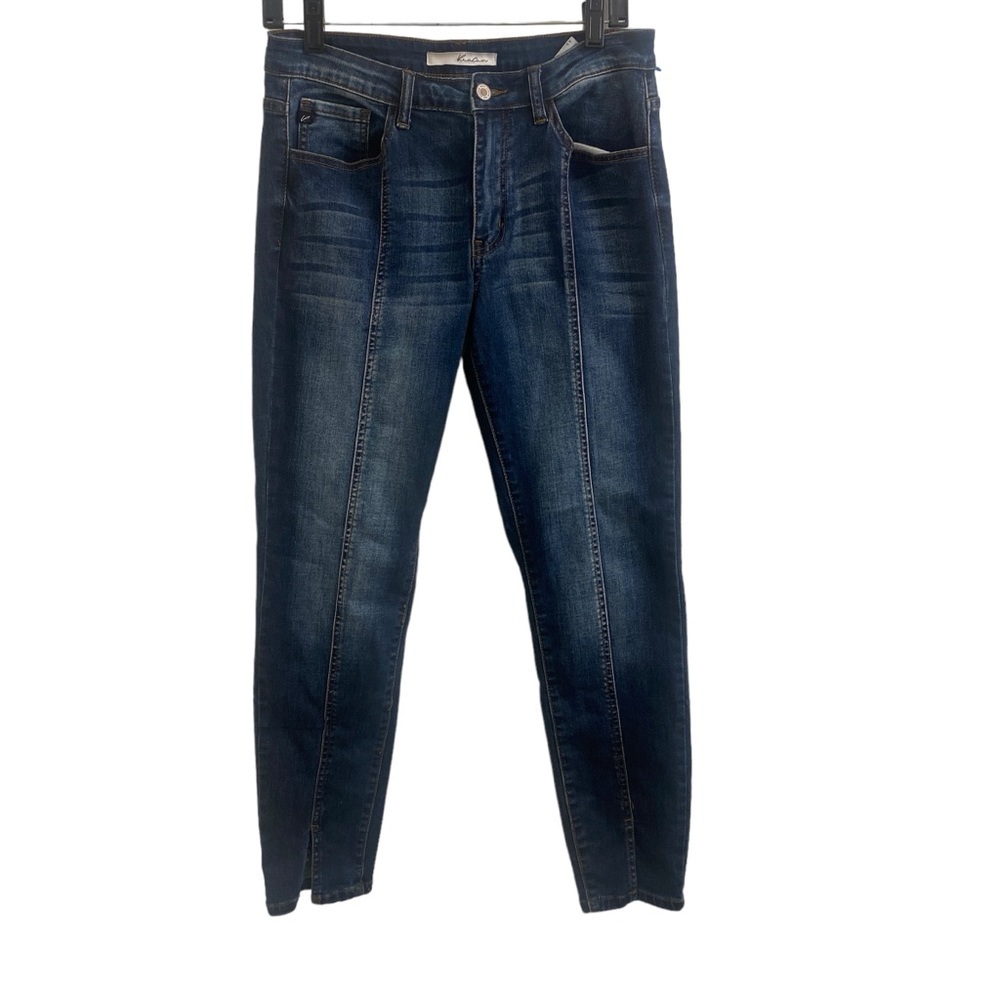 Kancan Blue Denim Seamed Mid Rise Wash Straight Leg‎ Jeans Sz 29